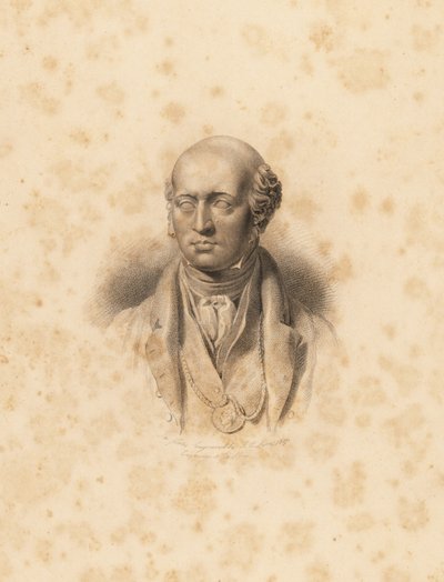 Portrætbuste af kunstneren Sir Thomas Lawrence. Indgravering af Frederick Christians Lewis efter en illustration af Sir Thomas Lawrence fra P.G. Patmore