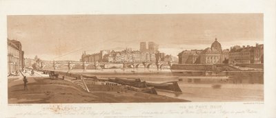 Udsigt over Port Neuf, en del af Louvre, Notre Dame & College of Four Nations, 1803; Plade 7 fra Views in Paris, Emanuel Volume-sporingen af pladen B1981.25.2616 af Frederick Christian Lewis the Elder