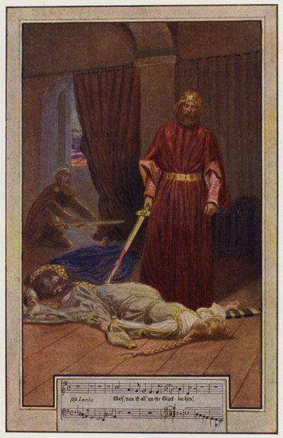 Han er overrasket af Assassins (farve litho) af Frederick Colin Tilney