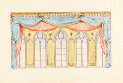 Tegning, vinduesdekoration, sandsynligvis til østvæggen i musiklokalet, Royal Pavilion, Brighton, 1820 af Frederick Crace