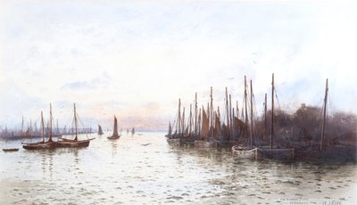 The Herring Fleet, Stornoway (akvarel) af Frederick E.J. Goff