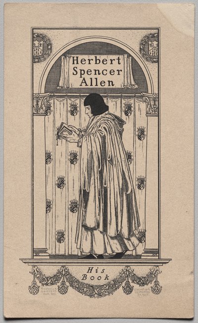 Bogplade: Herbert Spencer Allen, hans bog indskrevet af Frederick Garrison Hall