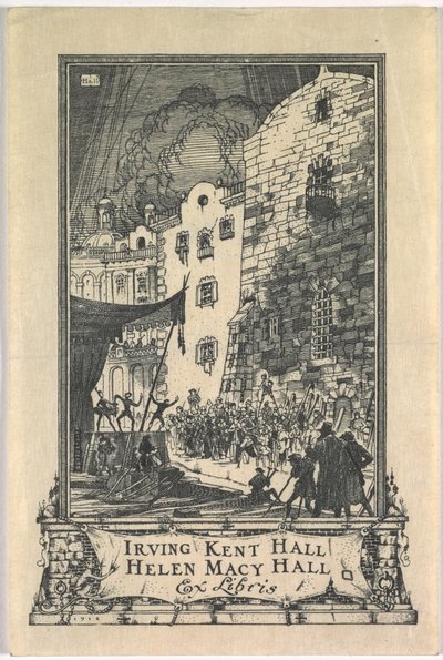 Bogplade: Irving Kent Hall og Mary Kent Hall, Ex Libris indskrevet af Frederick Garrison Hall