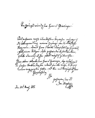 Brev af Francis Joseph Haydn til Herr von Griesinger, 1803 1865. af Frederick George Netherclift