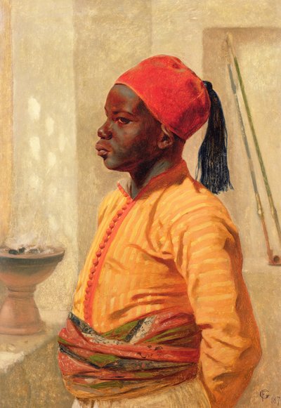 Halvlængde portræt af en arabisk dreng af Frederick Goodall
