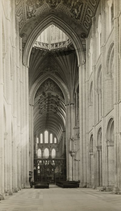 Ely-katedralen: Skib mod øst, fra Octagon Arch af Frederick H. Evans