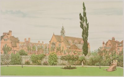 Kirke og præstegård, Bedford Park, 1881 af Frederick Hamilton Jackson