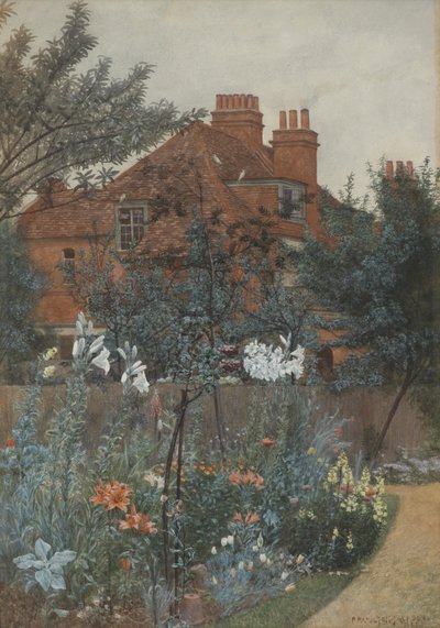 Udsigt over en have i Bedford Park af Frederick Hamilton Jackson