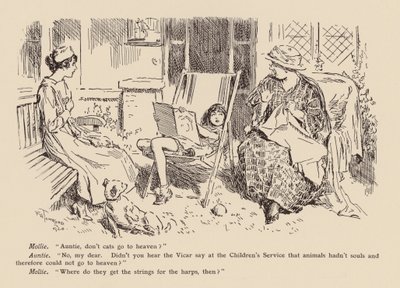 "Tante, kommer katte ikke i himlen" (litografi) af Frederick Henry Townsend