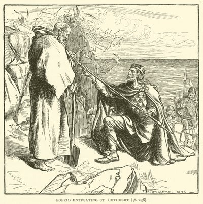 Egfrid beder St Cuthbert (gravering) af Frederick Henry Townsend
