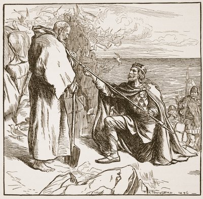 Egfrid beder St. Cuthbert, illustration fra 