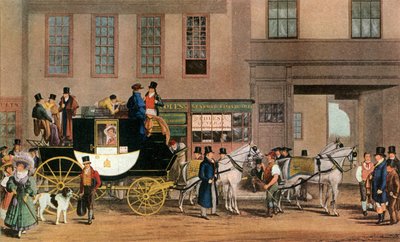 The Blenheim, Leaving the Star Hotel, Oxford, 1831 1927. af Frederick James Havell