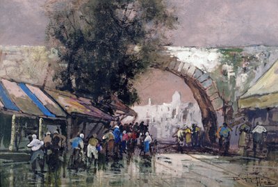 I The Busy Haunts of Men, 1915 (olie og wc ombord) af Frederick Johnn Hiles