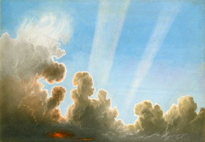 Tordenvejr passerer over det sorte land, solnedgang (wc og blyant på papir) af Frederick Joseph Butler Lines