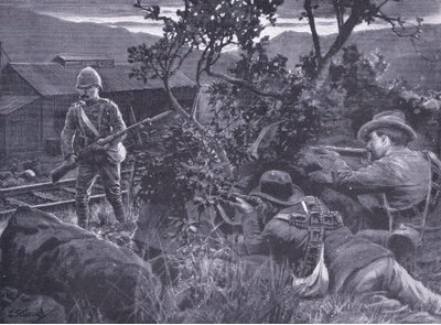 Degenereret krigsførelse: Boers snigskytte en skildvagt, fra After Pretoria: The Guerilla War udgivet af Harmsworth Bros Limited, 1901 af Frederick Judd Waugh