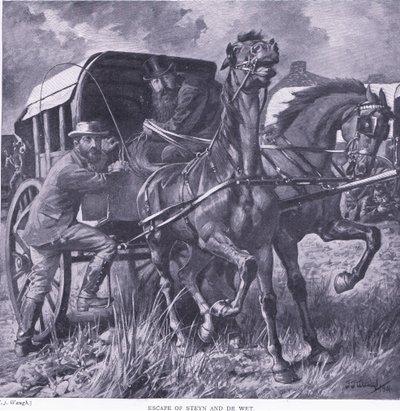 Escape of Steyn and De Wit, illustration fra After Pretoria: The Guerilla War, 1902 af Frederick Judd Waugh