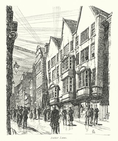 London: Fetter Lane (farvelitografi) af Frederick Landseer Maur Griggs