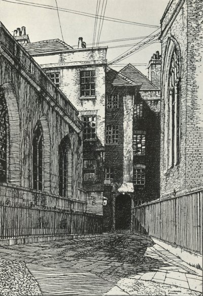 Sydsiden af hallen på Cliffords Inn i City of London, c1903, 1934. af Frederick Landseer Maur Griggs