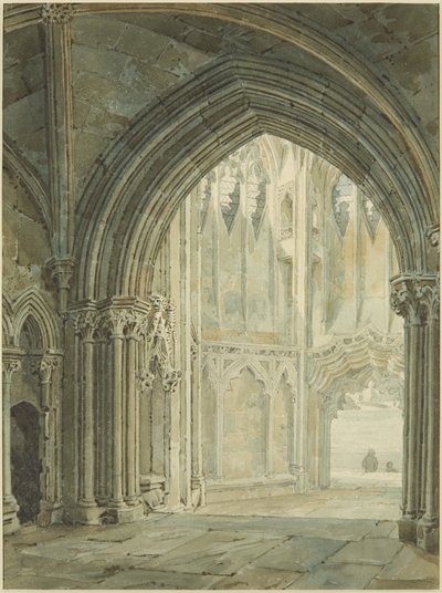 Interiør af North Porch of St Mary Redcliffe af Frederick Mackenzie