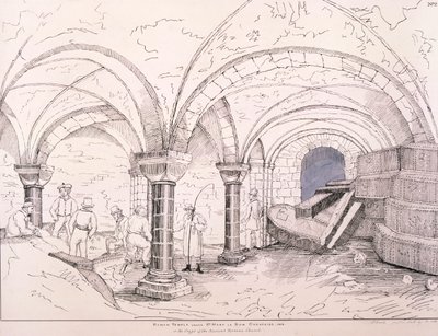 Krypten af St Mary-le-Bow, c1819 af Frederick Nash