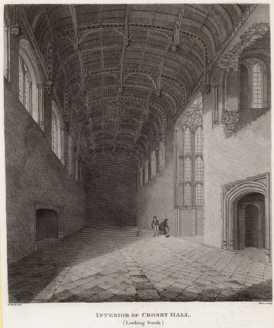 Interiør af Crosby Hall, mod syd af Frederick Nash
