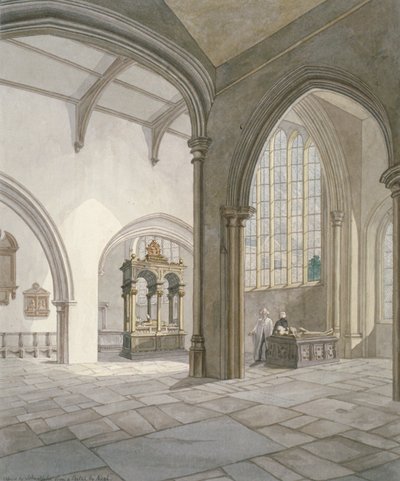 Indvendig sydvest udsigt over Church of St Helen, Bishopsgate, City of London, 1820 af Frederick Nash
