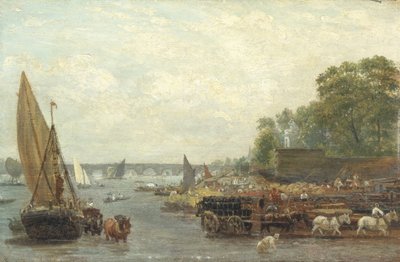 Westminster Bridge, ca. 1820-30 (olie på panel) af Frederick Nash