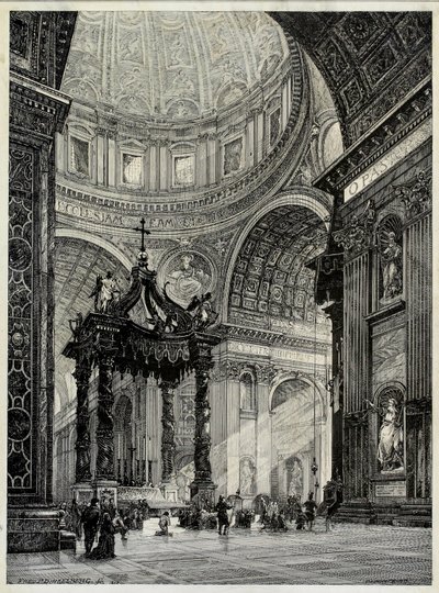 Peterskirken, Rom, Italien, indvendig udsigt, 1878. af Frederick P Dinkelberg