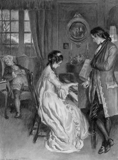 En scene fra Henry Fieldings Tom Jones (litho) af Frederick Pegram