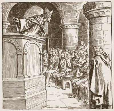 Dunstans sidste prædiken, illustration fra 