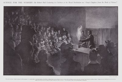 Sir Robert Ball holder foredrag for børn på Royal Institution (litho) af Frederick Pegram