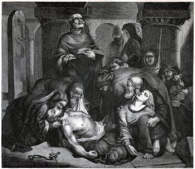 Begravelsen af Harold i Waltham Abbey, 1847 af Frederick Richard Pickersgill