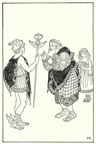 Midas opfattede figuren af en fremmed, der stod i rummet (litho) af Frederick Richardson