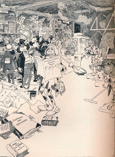 En klog tegneserieskabers ejendomsrum, c1890 af Frederick Richardson