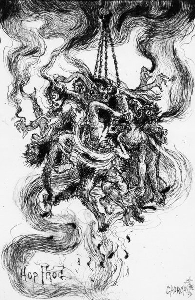 Hog Frog, illustration til historien af Edgar Allan Poe, ca. 1884 (radering) af Frederick Stuart Church