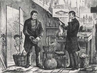 En landmand, der betaler sit abonnement på den lokale avis i naturalier af Frederick Stuart after Church