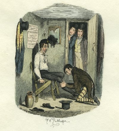 Hamlets aflivning, Store Forventninger, ca. 1885 (håndkoloreret radering) af Frederick W. Pailthorpe