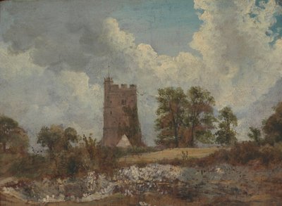 Landskab med en kirke af Frederick W. Watts