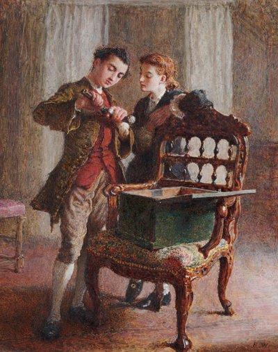 En tegnestuescene med en imponerende åben lænestol af Frederick Walker