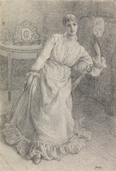 Miss Maria Ansdell (blyant på papir lagt på kort) af Frederick Walker