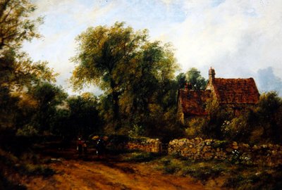 Landskab med figurer, ca. 1840 (olie på lærred) af Frederick Waters Watts