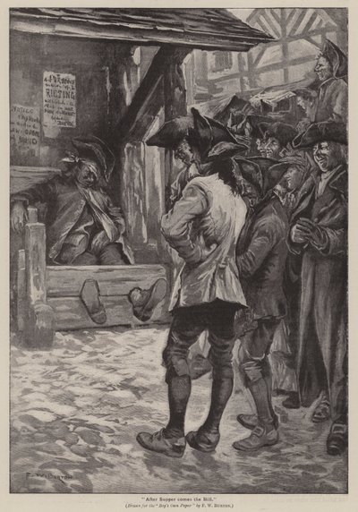 "Efter aftensmaden kommer regningen" (gravering) af Frederick William Burton