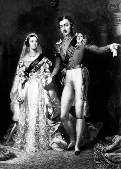 Dronning Victoria og Prins Albert ved deres hjemkomst fra vielsen i St James