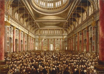 Interiør af Manchester Exchange af Frederick and Saunders H.L. (19th Century) Sargent