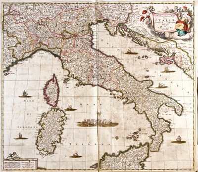 Kort over Italien, Korsika og Sardinien (radering af Frederick de Wit