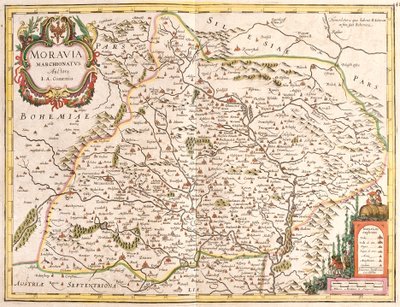 Kort over Mähren (Tjekkiet) (radering af Frederick de Wit