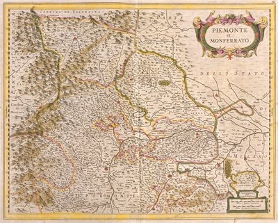 Kort over Piemont (Italien) (radering af Frederick de Wit