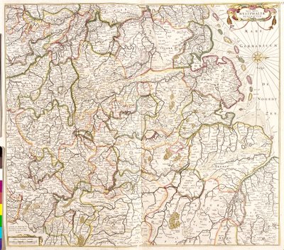 Kort over Westfalen (Tyskland) (radering af Frederick de Wit