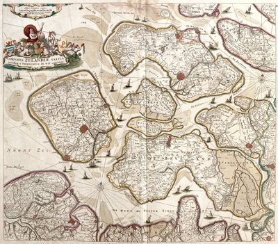 Kort over greven af Zelande (Holland) (radering af Frederick de Wit