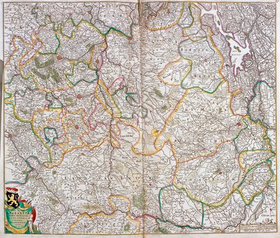 Kort over hertugdømmet Brabant (Belgien, Holland) (radering af Frederick de Wit